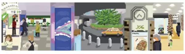 (仮称)明治安田生命新宿ビル新築工事仮囲いに工学院大学学生が描いた巨大ピクセルアート出現