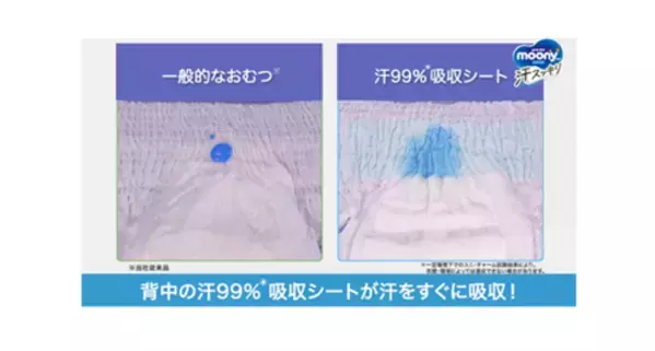 「汗99％(※1)吸収シート」採用で、肌に汗を残さない『ムーニーマン 汗スッキリ』を発売