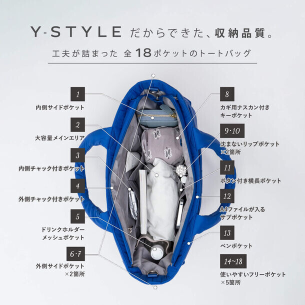 探し物がゼロになる“軽い”収納トートバッグ。Y-STYLE『魔法の収納』バッグシリーズから軽くて柔らかい上質な収納トートバッグが新登場！