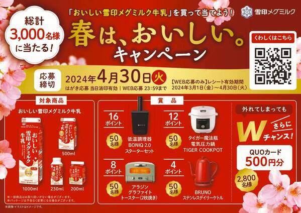 『おいしい雪印メグミルク牛乳』で感じる春の訪れ「春は、おいしい。キャンペーン」実施桜モチーフの期間限定パッケージを同時展開