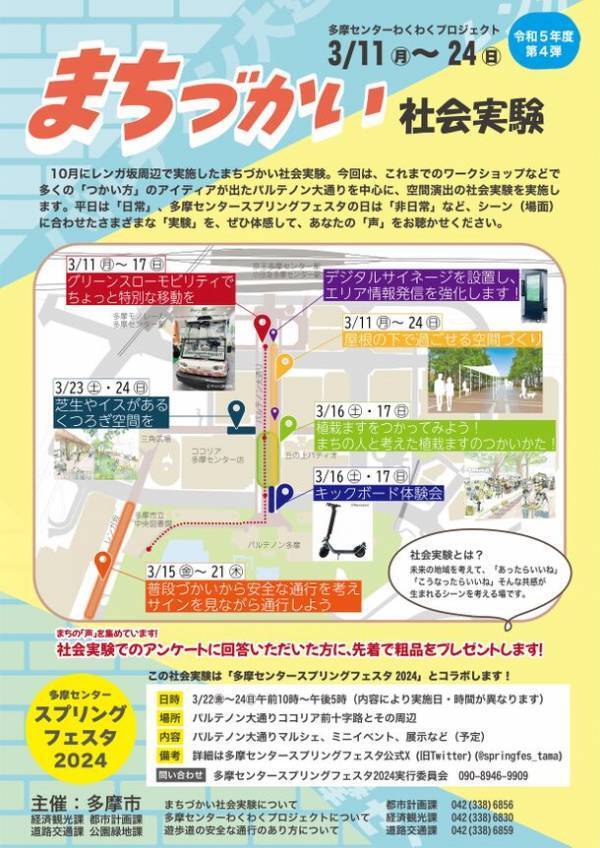 『多摩センターわくわくプロジェクト』　「まちづかい社会実験」＆「パークライフショー」でまちの“つかい方”を試し、考える場を創出