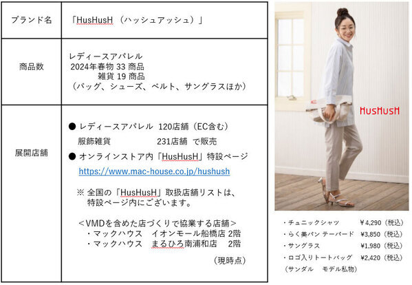 【マックハウス × ワールド】商品供給と売場展開の両面で協業レディースカジュアルブランド「HusHusH（ハッシュアッシュ）」3月末からマックハウス店舗、オンラインストアで販売開始