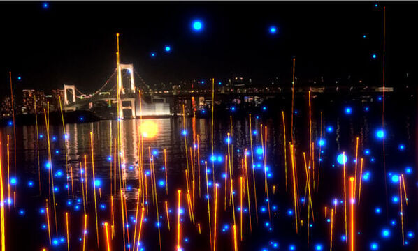 お台場の夜空に映し出される3D映像作品　光と音で奏でるAirMappingShow EDOを初公開