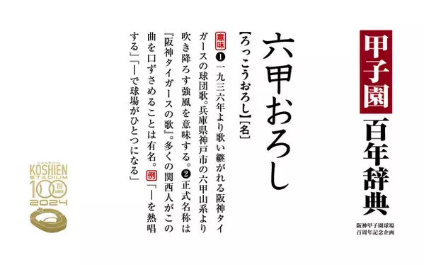 中吊り広告が丸ごと辞典に！？阪神甲子園球場の100年の歴史を100の言葉で紐解く企画、『甲子園百年辞典』が阪神沿線に登場！― 大阪梅田～山陽姫路間、神戸三宮～近鉄奈良間で3月20日から ―