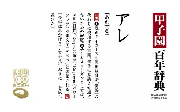 中吊り広告が丸ごと辞典に！？阪神甲子園球場の100年の歴史を100の言葉で紐解く企画、『甲子園百年辞典』が阪神沿線に登場！― 大阪梅田～山陽姫路間、神戸三宮～近鉄奈良間で3月20日から ―