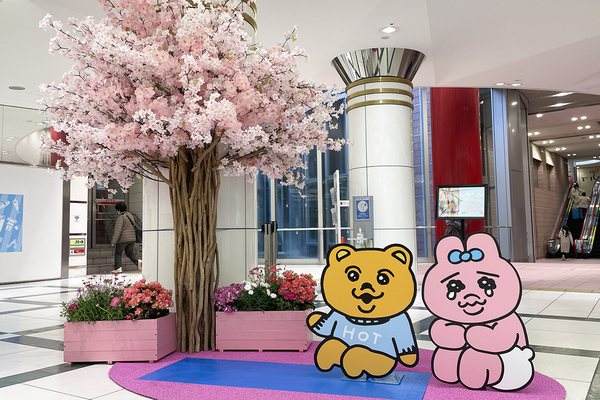 春爛漫！可愛さ満開！！おぱんちゅうさぎと花づくしの１カ月半。ホワイティうめだの春の花装飾を日比谷花壇が担当しました。