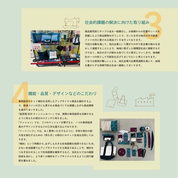 JR東日本大宮支社×地元さいたま市企業　「車両座席モケット端材アップサイクル商品」が「ソーシャルプロダクツ・アワード2024」を受賞！