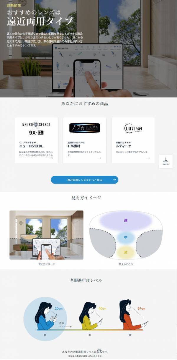 自分にぴったりのメガネレンズが見つかる！東海光学 ホームページに新コンテンツ「おすすめメガネレンズ診断」リリース