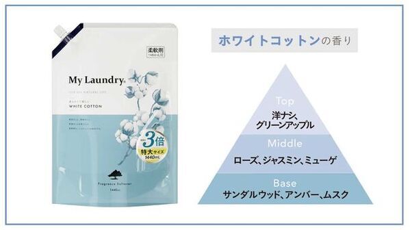 天然植物生まれのフレグランス柔軟剤『My Laundry(マイランドリー)』から通常の3倍サイズ、大容量版の発売がスタート！！
