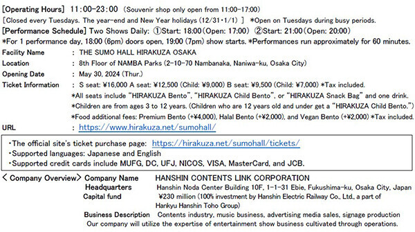 5月30日（木）OPEN！インバウンド向け相撲エンタテインメントショーホールTHE SUMO HALL日楽座OSAKA日本らしさを味わえるお弁当ラインナップを決定！