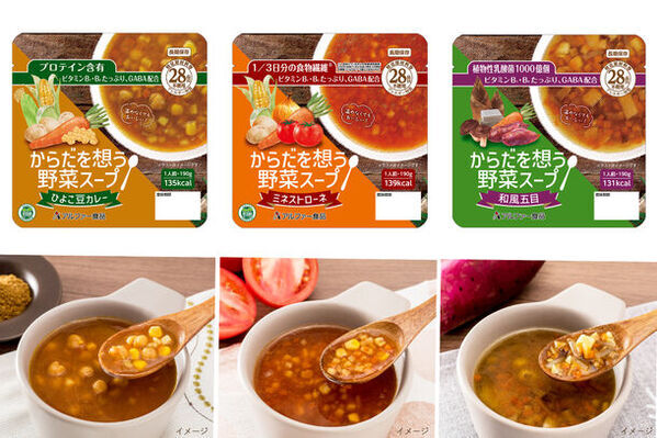 長期保存食『からだを想う野菜スープ』シリーズ新発売　～避難時に不足しがちな栄養素や、健康問題を軽減する成分をプラス～