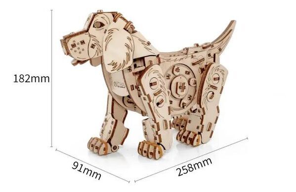 ゼンマイで歩くんだワン！接着剤・工具不要！イヌ型木製組立キット『Puppy』Makuakeにて6月5日先行販売開始