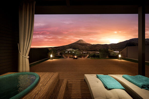 1日5組限定。全棟サウナ・天然温泉露天風呂付ヴィラ「天空の温泉ヴィラ紬 河口湖」が2024年8月オープン