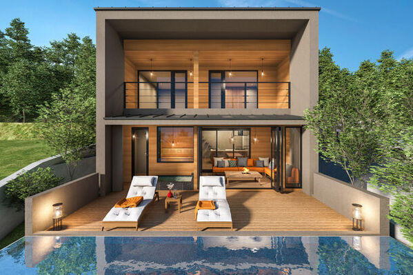 1日5組限定の「天空の温泉ヴィラ紬 河口湖」が8/1オープン！全棟サウナ・天然温泉露天風呂付ヴィラ　プライベート空間でワンランク上の非日常体験を提供