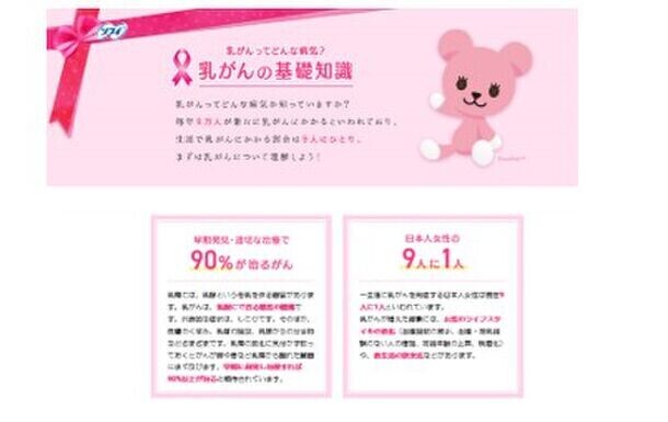 ソフィが「ピンクリボン活動」を応援　～17年連続、特設サイトを開設し、応援デザインパッケージを発売～