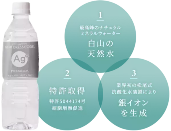 石川・白山の天然水をベースにした業界初銀イオン配合飲料水『NEW DRESS CODE PREMIUM』を発売