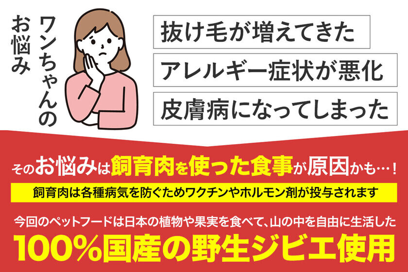 害獣問題を解決し、持続可能な未来を築くペットフード！100％国産ジビエ原料「ハンタージビエ・ワンモ」CAMPFIREで販売開始