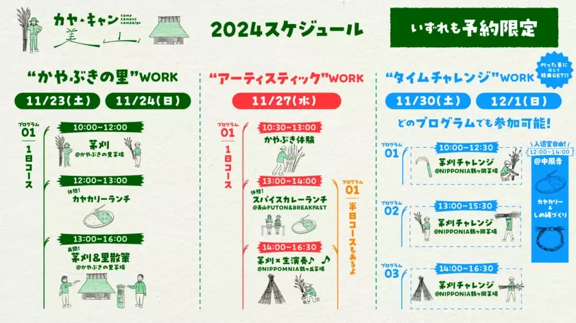 京都・美山町で“茅刈(かやかり)”を中心に体験プログラムを実施！11月23日～12月1日「カヤ・キャン美山」を開催