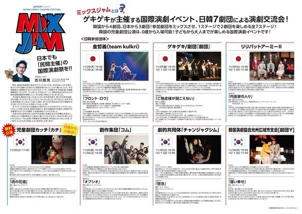 日韓7劇団による国際演劇イベント「日韓演劇交流会2024～ミックスジャム～」を大阪・日本橋の劇場にて11月28日(木)～12月1日(日)開催