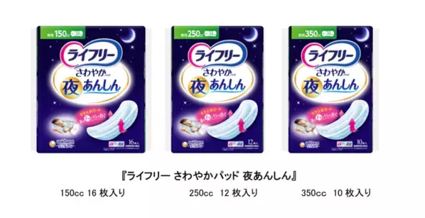 夜専用の軽度失禁ケア用品、『ライフリー さわやかパッド 夜あんしん』新発売
