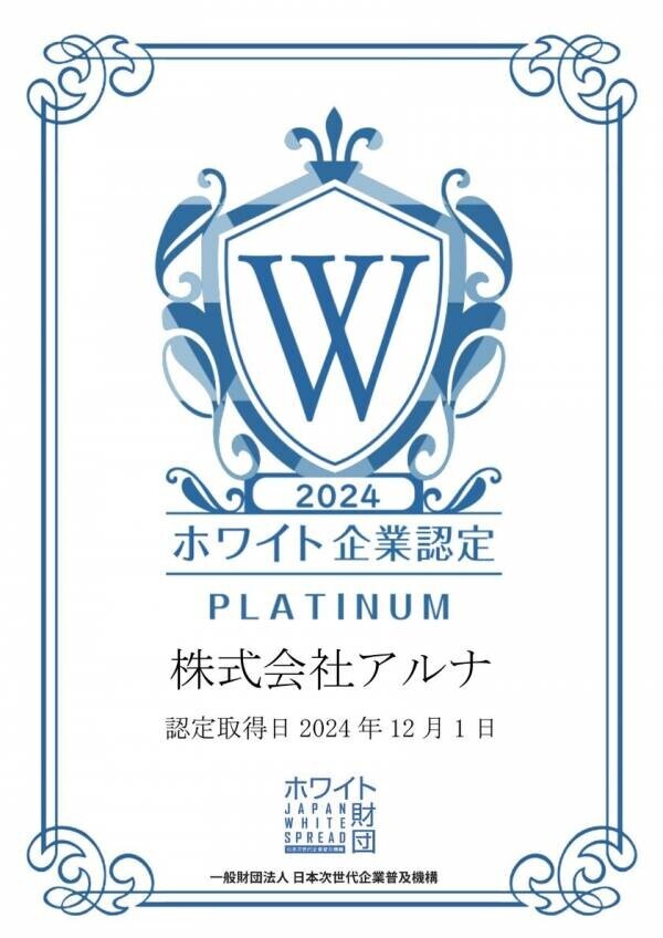 創業57年の老舗額縁メーカー株式会社アルナがホワイト企業認定 最高ランクの『プラチナ』を取得