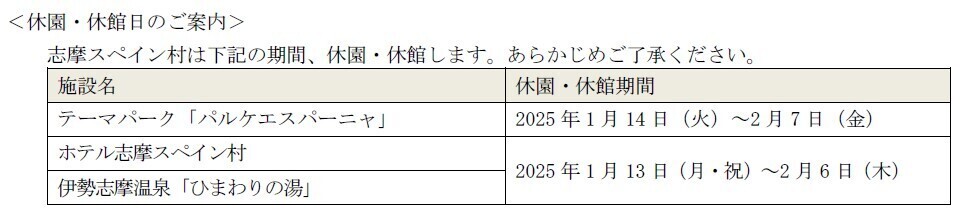 【志摩スペイン村】「ニューイヤー・フィエスタ」の開催12月26日（木）～2025年1月13日（月・祝）