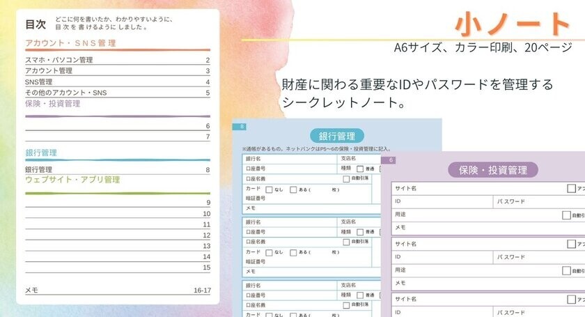 認知症や事故など、もしもに備えて情報を管理できる「こころの架け橋ノート」をCAMPFIREで12/15まで予約販売実施