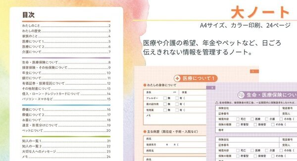 認知症や事故など、もしもに備えて情報を管理できる「こころの架け橋ノート」をCAMPFIREで12/15まで予約販売実施