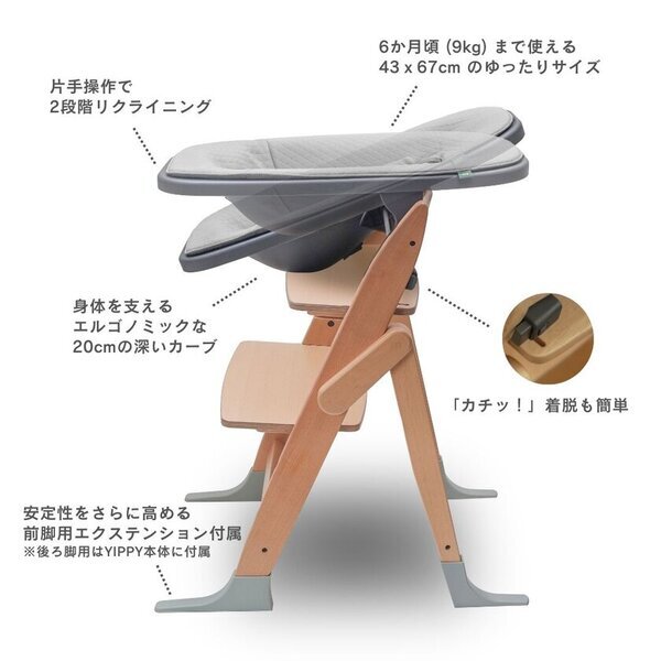 家族でシェアができ、折りたためる新発想のベビー・キッズチェアYIPPY(イッピー)に“親子の絆が深まる”新生児用アクセサリー「ニューボーン・ユニット」が登場
