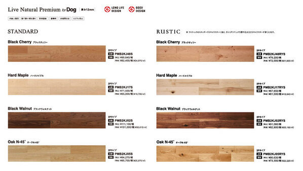 導入実績200,000m2！愛犬が滑りにくい天然木フローリングに挽き板の「Live Natural Premium for Dog」が新登場！