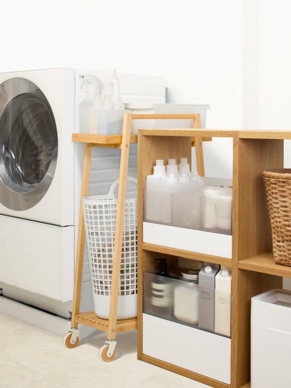 生活用品ブランド「ライクイット」からすき間で使えるスリムな竹製収納用品『バンブーランドリーワゴン(バスケット付き)』新発売！