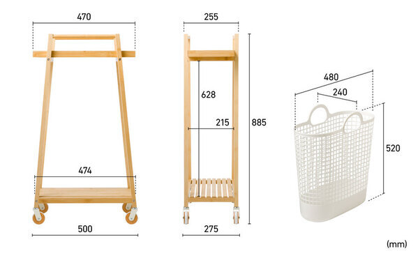 生活用品ブランド「ライクイット」からすき間で使えるスリムな竹製収納用品『バンブーランドリーワゴン(バスケット付き)』新発売！