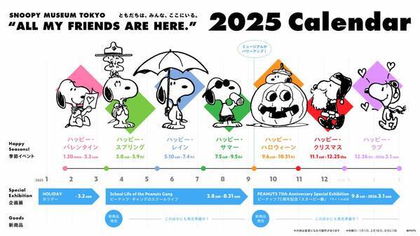 2025年のスヌーピーミュージアムの年間スケジュールを発表　年間を通して季節イベントHappy Seasons!の開催が決定し、本日からは第1弾「ハッピー・バレンタイン」がスタート！