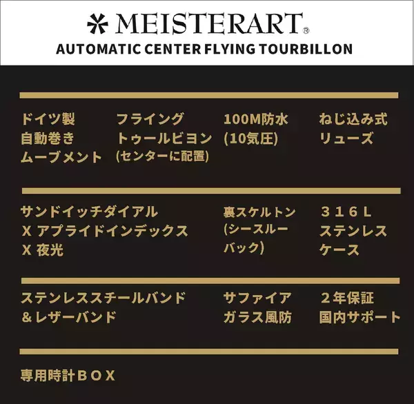 質実剛健・ドイツ機械式腕時計ブランドMEISTERART Germany『100M防水センターフライングトゥールビヨン』を3月1日に発売