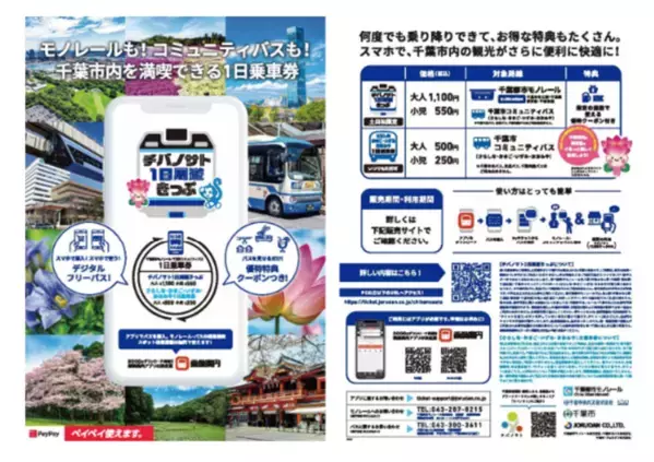 千葉市内の観光にお得なチケット「チバノサト 1日周遊きっぷ」のモバイルチケットを販売開始