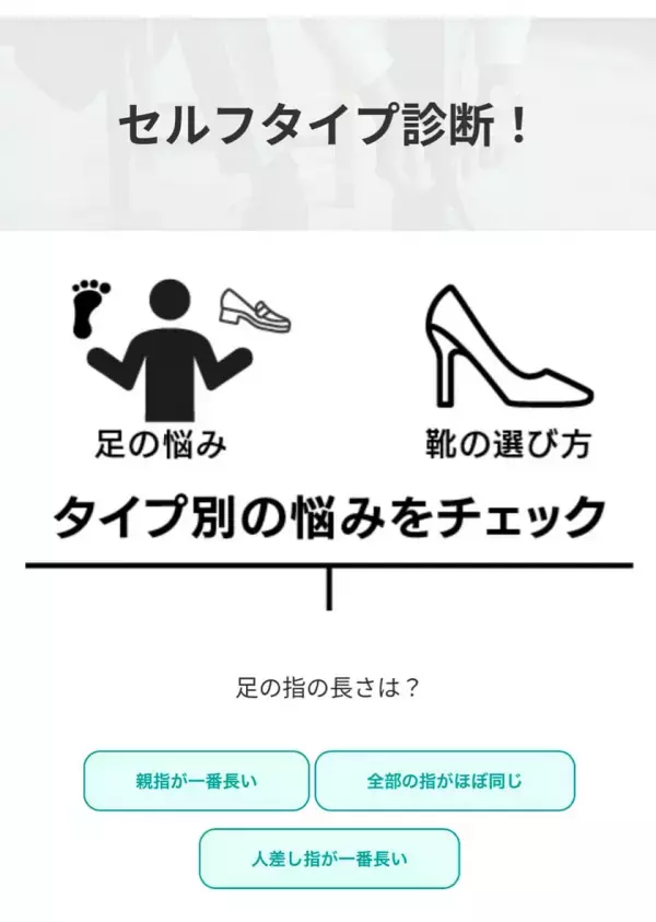 一人ひとりの足に最適な靴の形を導き出すコンテンツ「靴タイプ診断WEB版(セルフタイプ診断)」をホームページにて2月1日に公開