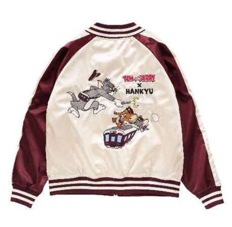 TOM and JERRY × HANKYUコラボレーション企画ラッピング列車「トムとジェリー号」の“添乗ぬいぐるみ”とオリジナルデザインの“スカジャン”を受注販売します！