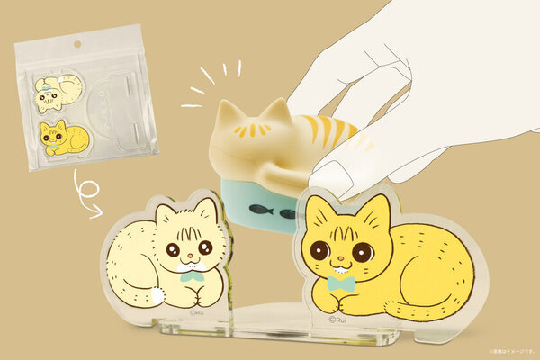 漫画家 類が描く「茶トラのやっちゃんとちーちゃん」と猫イヤホンがコラボ！「ラディウスのNEKO」と並べて飾れるアクリルスタンドを限定500名様にプレゼント！