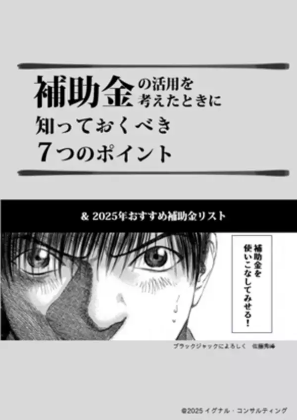 中小企業・個人事業主向け・補助金活用の7つのポイントをご説明　コツをまとめた小冊子を3月1日より無料プレゼント