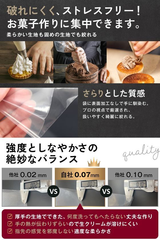 お菓子作りから料理まで幅広く活躍！4つ星ホテルのパティシエ監修『使い捨て絞り袋』が2サイズ展開で販売決定