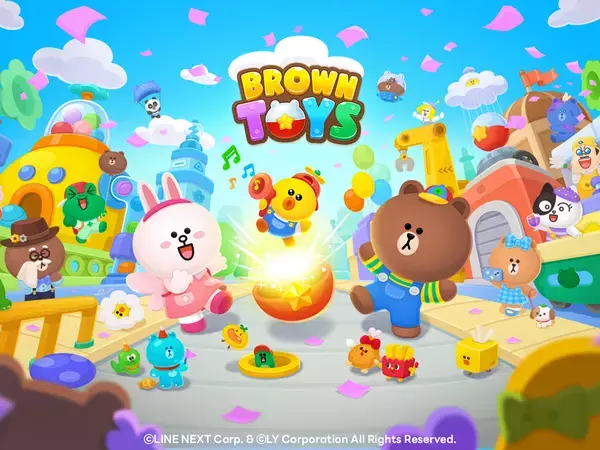 LINE FRIENDSのキャラクターとおもちゃの町へ旅に出よう！「BROWN TOYS(ブラウン・トイズ)」事前登録開始！