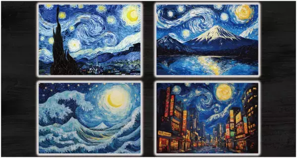 ゴッホ「星月夜」×日本の情景をアートに。オリジナルアートパネルの予約販売を開始