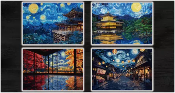 ゴッホ「星月夜」×日本の情景をアートに。オリジナルアートパネルの予約販売を開始