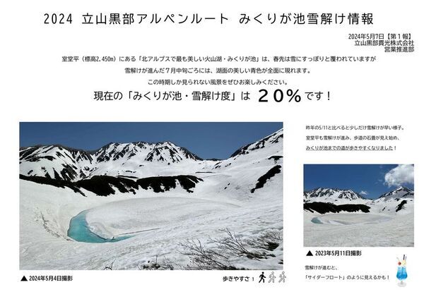 立山黒部アルペンルートが誇る絶景・みくりが池の雪解けにあわせ各種キャンペーンやスタンプラリーを6/1から開催！