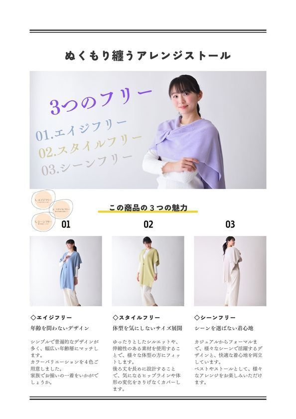 見附ニットの新しい形＜ぬくもり纏うアレンジストール＞　応援購入サービス「Makuake」にて6/16まで実施！