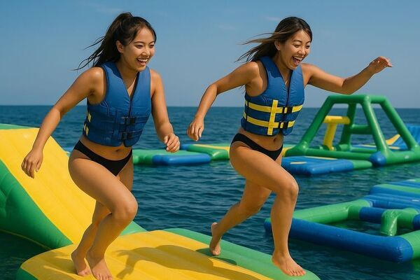 和歌山市片男波海水浴場初の海上アスレチック「AQua LooP(アクアループ)」が7月5日(土)にOPEN！