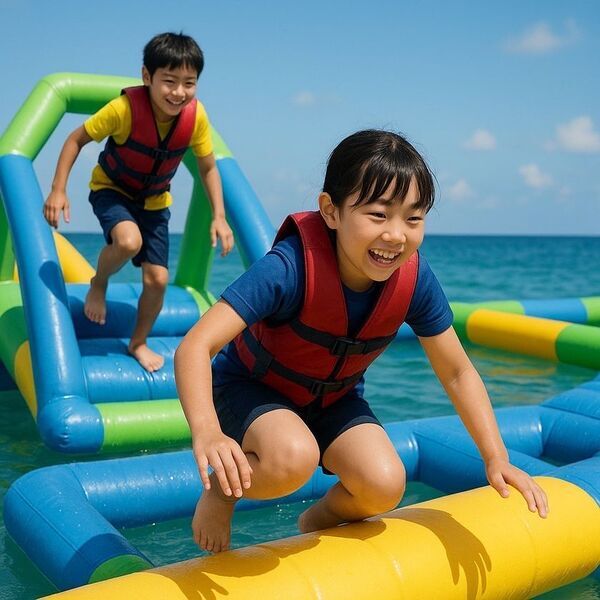 和歌山市片男波海水浴場初の海上アスレチック「AQua LooP(アクアループ)」が7月5日(土)にOPEN！