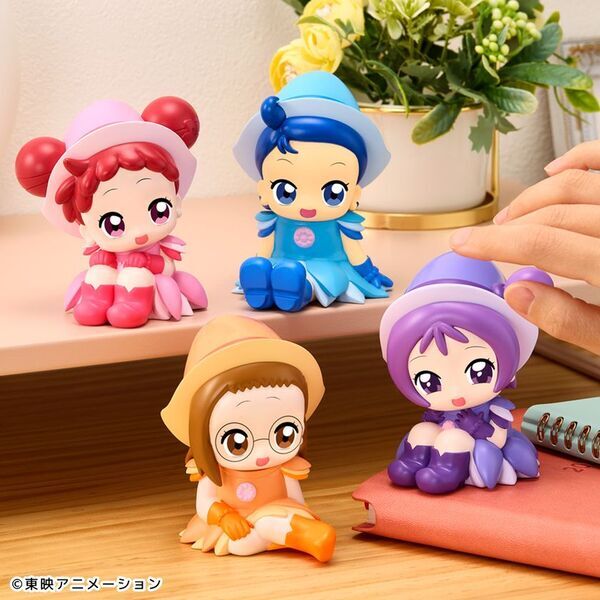 なでなでするとお話してくれる、『おジャ魔女どれみ』のPVC製のフィギュア！全長約9cmの手のひらに乗せられるサイズでいつでも一緒♪