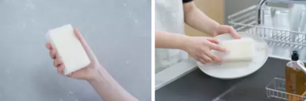 ヤシ由来原料を使用した「サステナブル スポンジ」薄さわずか約5ミリ！省スペースでストック可能な圧縮タイプ登場