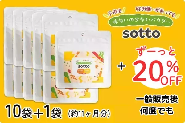 偏食っ子の栄養サポートに！薬剤師が開発したサプリ「sotto」　試作品版の超先行販売をクラファンで6月30日まで実施